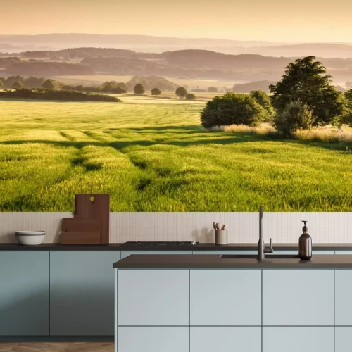 Fotobehang De zon komt op boven een heuvelrug