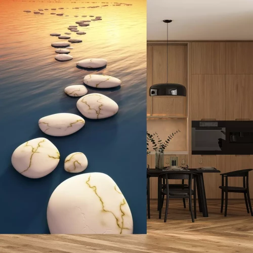 Sticker stap stenen zonsondergang