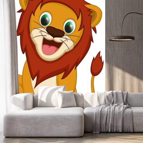 Sticker Leeuw lachende leeuw met groene ogen