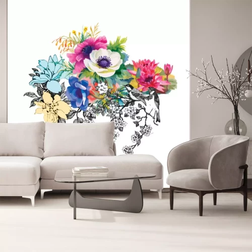 Sticker Naadloze patroon aquarel bloemen, papier, textiel, stof, wrapper, behang, vector