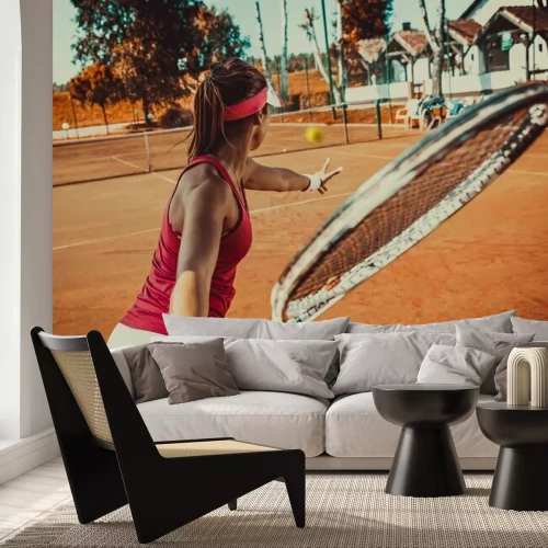 Fotobehang 3D tennisspeler op de tennisbaan