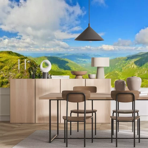 Fotobehang Panorama van berg met zomerhemel