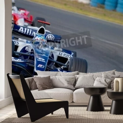 Fotobehang Twee formule 1 wagens