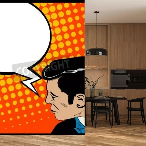 Fotobehang Man met stripballon