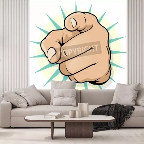 Fotobehang Wijzende hand in pop art stijl