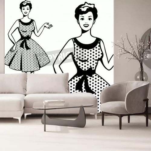 Fotobehang Zwart met witte vrouw