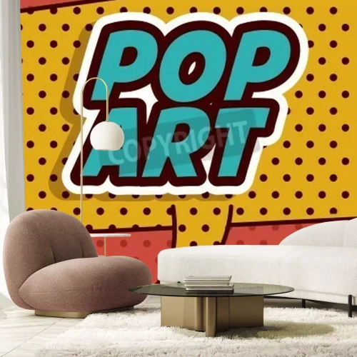Fotobehang Pop art illustratie met bijschriften