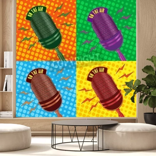 Fotobehang Gekleurde microfoons pop-art