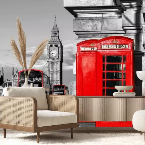 Fotobehang Rode dozen en bussen in Londen