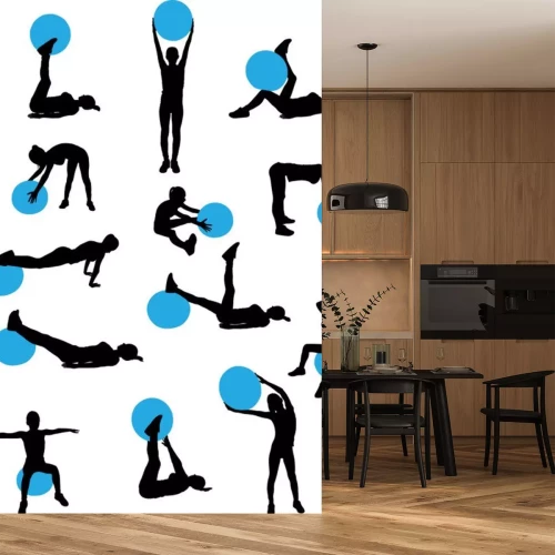 Sticker vrouw pilates workout collectie - vector