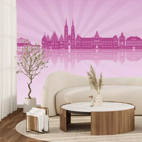 Sticker Wroclaw skyline in purple radiant orchid