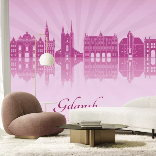 Sticker Gdansk skyline in paars stralende orchidee