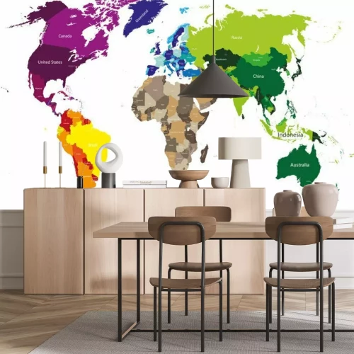 Sticker Continenten in verschillende kleuren