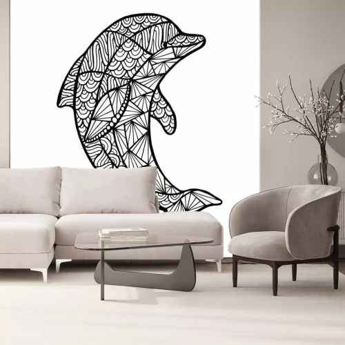 Sticker Gestileerde vector Dolphin zentangle,