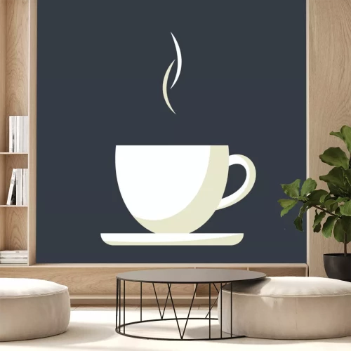 Sticker Witte kop op een zwarte achtergrond