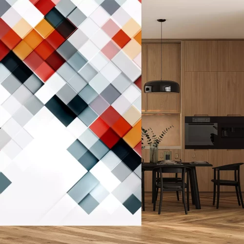 Sticker Schaakbord met veelkleurige velden