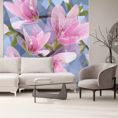 Sticker Artistiek kunstwerk met magnolia's