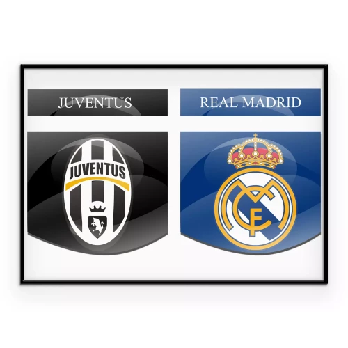 Poster Voetballogo's van Real Madrid en Juventus Turijn