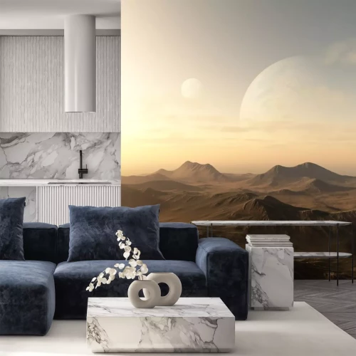 Sticker Planètes s'élevant au-dessus de l'horizon