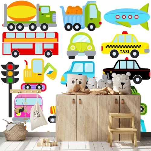 Sticker Eenvoudige illustratie van verschillende soorten voertuigen