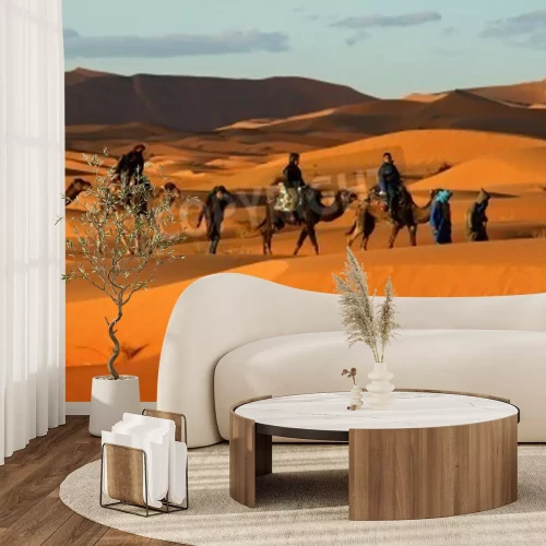 Fotobehang Woestijn karavaan