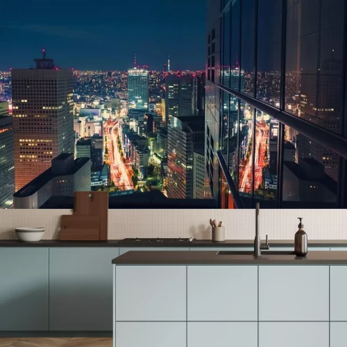 Fotobehang Nachtstraten van Tokio
