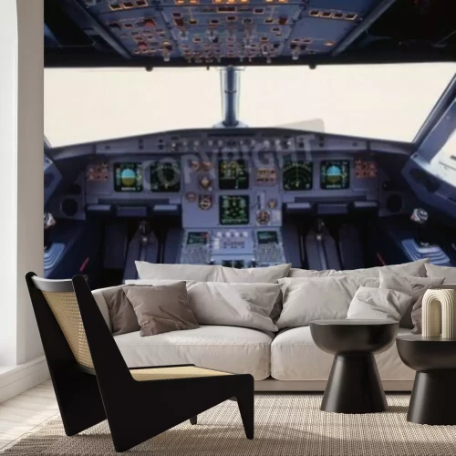 Fotobehang Cockpit, de cabine van de piloot in een vliegtuig