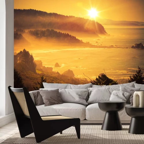 Fotobehang Zonsondergang in vintage stijl