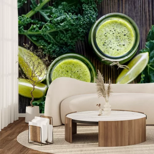 Sticker Smoothie van biologische boerenkool met de toevoeging van appels en limoenen