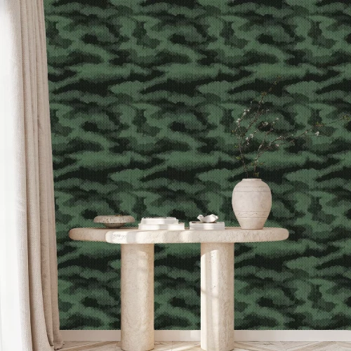 Behang Achthoek camouflage naadloos patroon groen zwart
