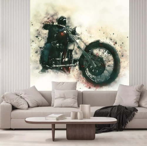 Fotobehang Fietser op een motorfiets