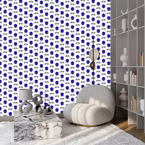 Behang Blauwe helm en vlaggen