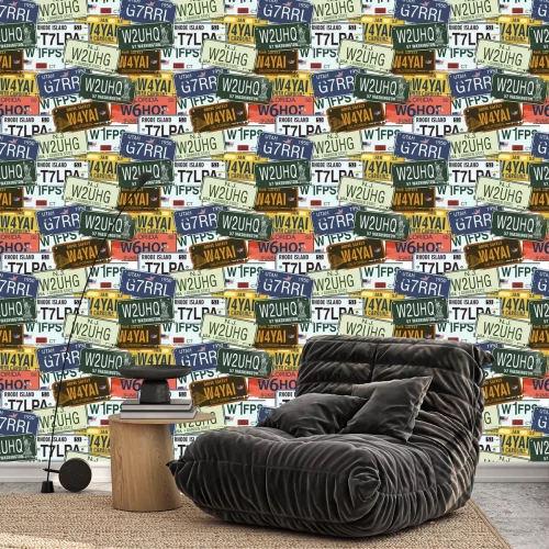 Behang Amerikaanse kentekenplaten