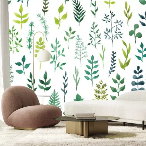 Sticker Vector groene aquarel bloemen naadloos patroon.