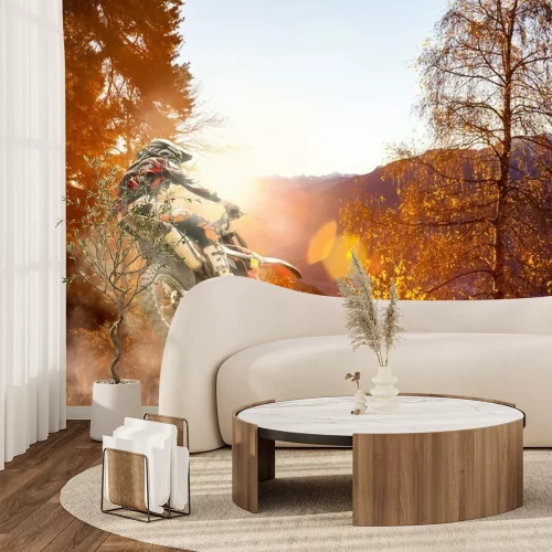 Fotobehang Motorcross bij zonsondergang