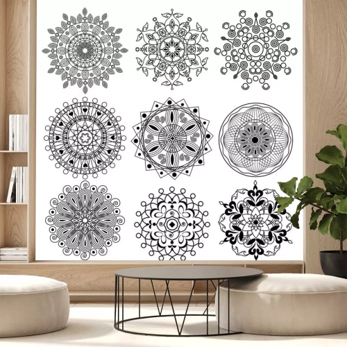 Sticker Mandala ornament met vintage stijl en variatie