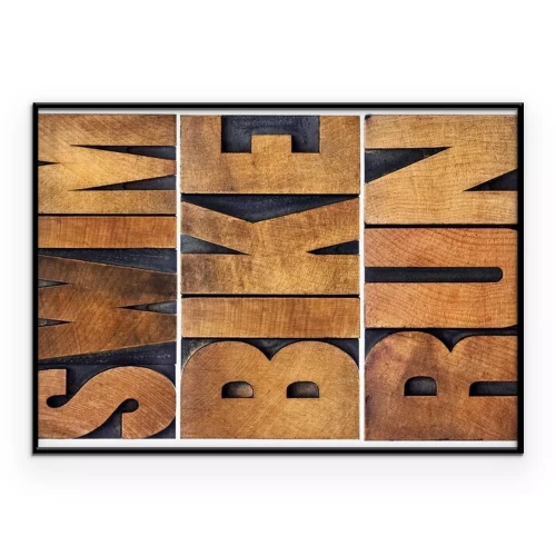 Poster Sportieve opschriften gemaakt van houten letters