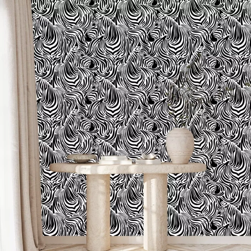 Behang Abstracte zwart-witte zebra print