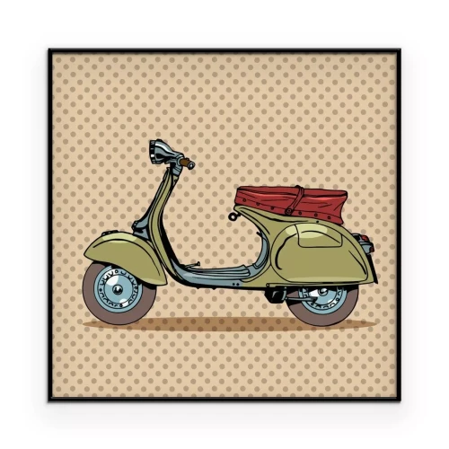 Poster Italiaanse Vespa scooter op een achtergrond met stippen