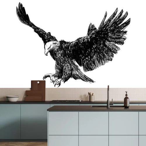Sticker Monochrome adelaar met gespreide vleugels