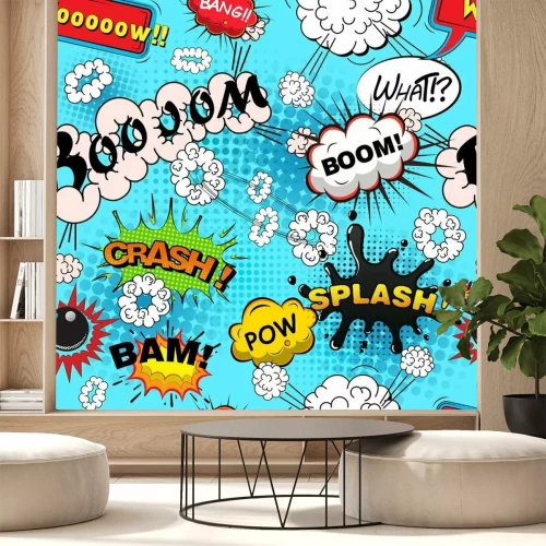 Fotobehang Patroon met stripboekinscripties