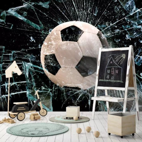 Fotobehang Een bal raakt het glas