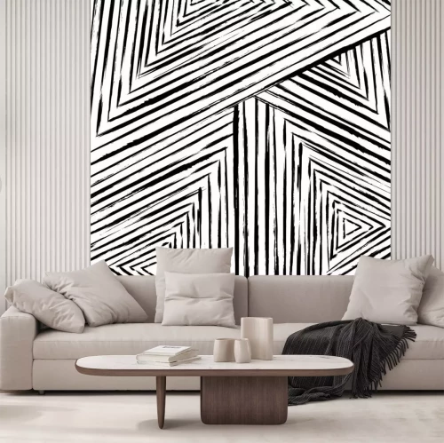Fotobehang Geometrisch patroon met zwarte en witte strepen