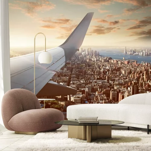 Fotobehang Vliegtuig boven New York