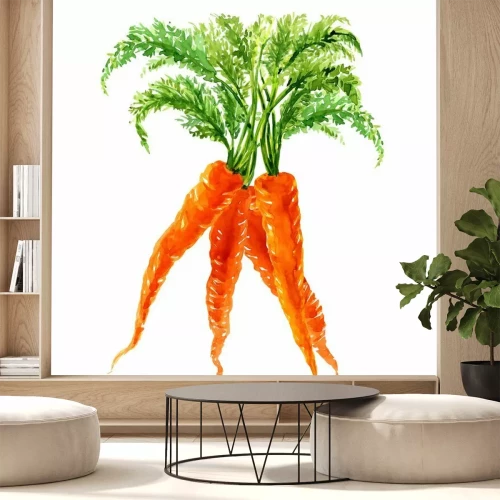 Sticker Bunch of carrots with leaves isolated