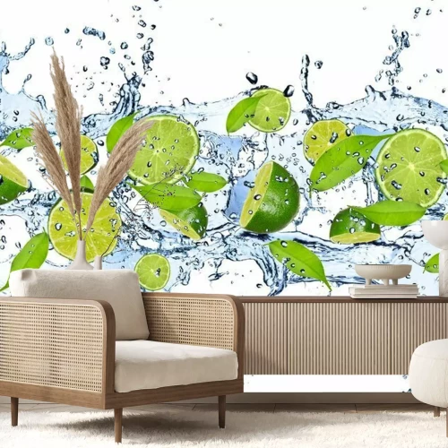 Fotobehang Limoenen in koolzuurhoudend water
