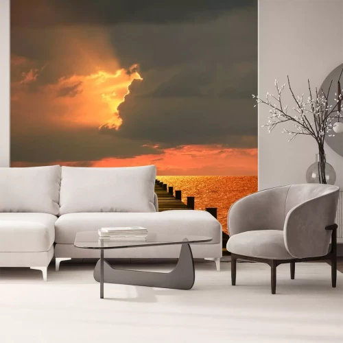 Sticker Holzsteg am Meer, stimmungsvoller Sonnenuntergang