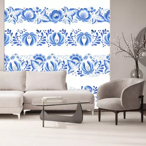 Sticker Blauwe bloemen bloemen Russisch porselein prachtige folk ornament.