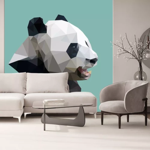 Sticker veelhoekige panda, veelhoek abstracte geometrische dier, vectorillus