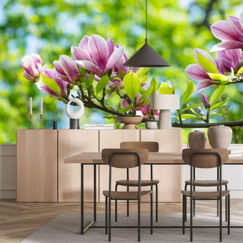 Sticker Magnolia met sappige groene bladeren